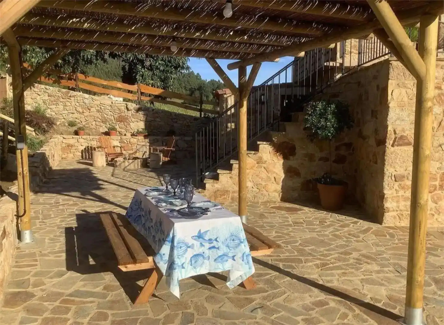 Terrasse von Country house zur Miete in A Laracha   mit Privatgarten, Schwimmbad und Möbliert