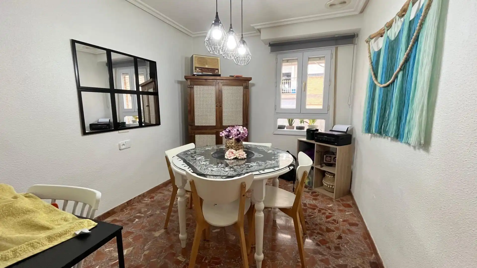 Dining room of Flat for sale in Elche / Elx  with Air Conditioner, Furnished and Balcony