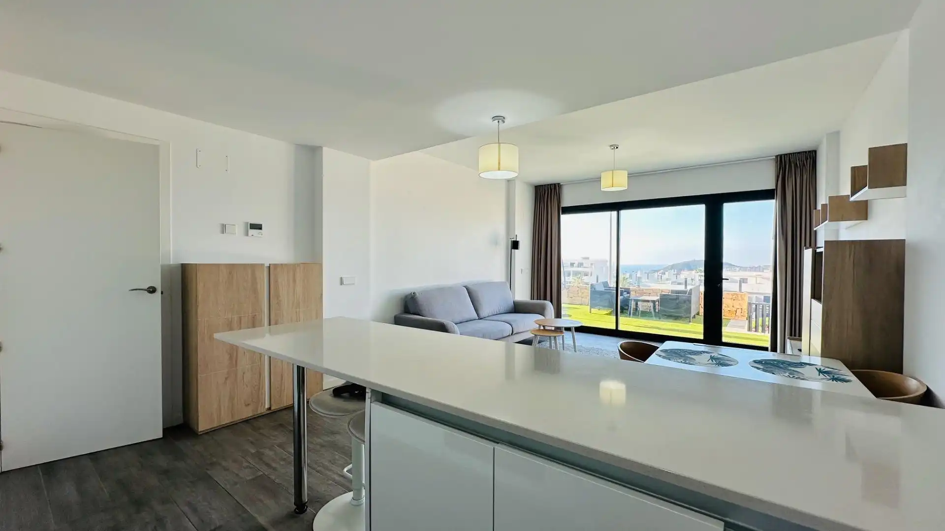 Sala de estar de Apartamento de alquiler en Finestrat con Aire acondicionado, Calefacción y Terraza