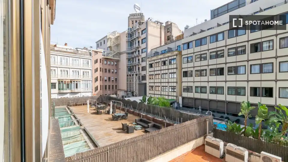 Terraza de Piso para compartir en Barcelona con Aire acondicionado, Calefacción y Amueblado