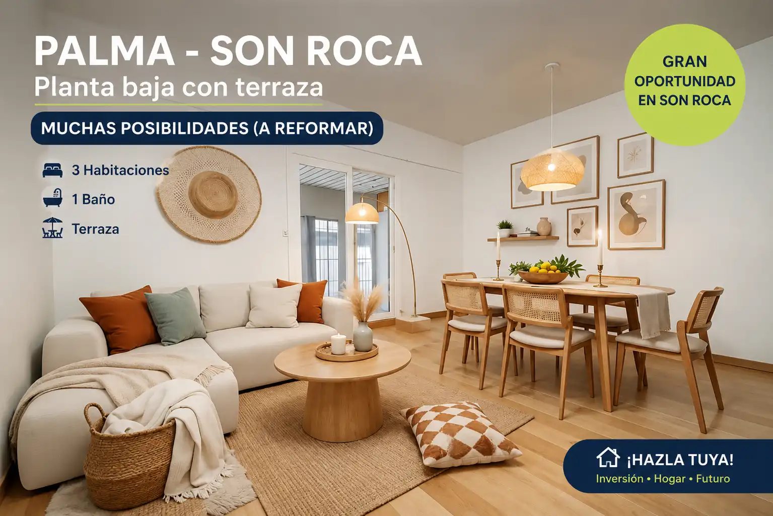 Sala de estar de Planta baja en venta en  Palma de Mallorca con Terraza, Trastero y Internet