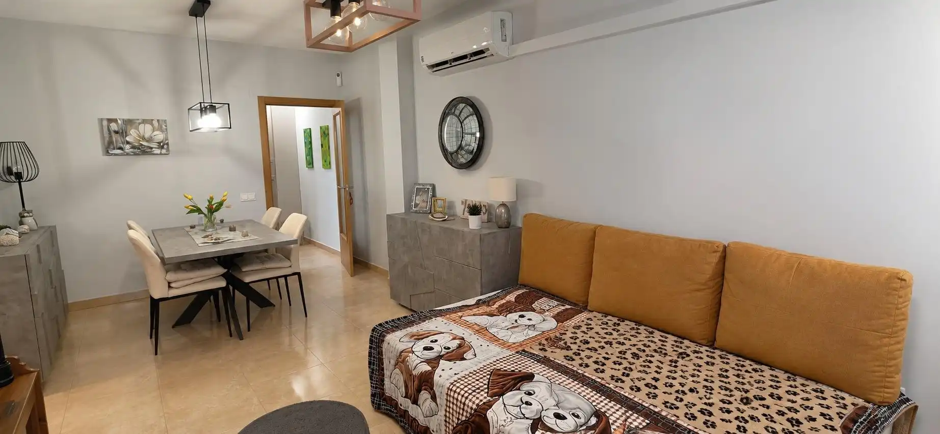 Living room of Flat for sale in Camarles  with Air Conditioner, Furnished and Balcony