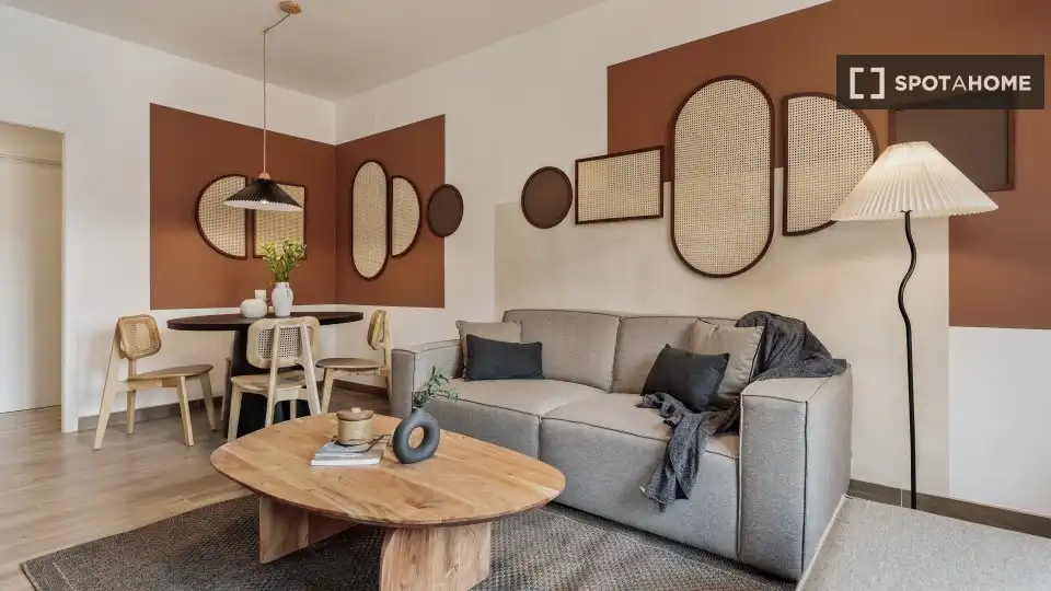 Sala d'estar de Apartament per a compartir en Barcelona amb Aire condicionat, Terrassa i Moblat