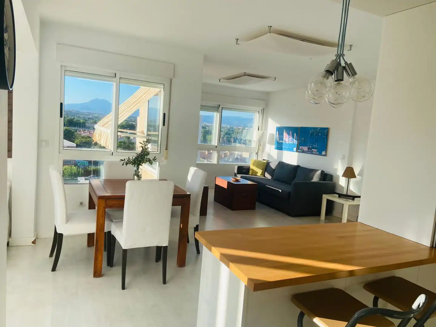 Sala de estar de Piso de alquiler en Alicante / Alacant con Aire acondicionado, Amueblado y Piscina comunitaria