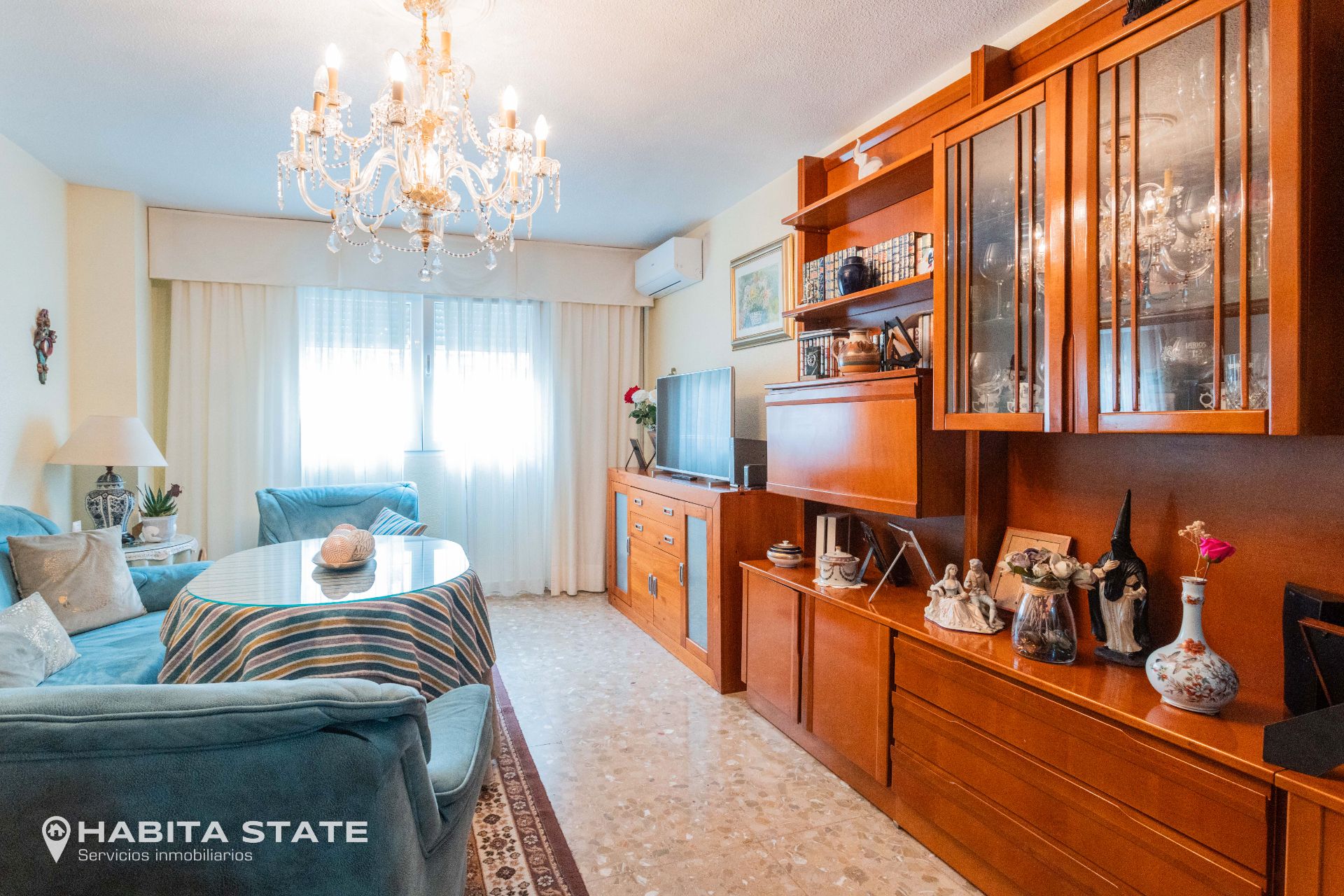 Living room of Flat for sale in  Almería Capital  with Air Conditioner, Private garden and Terrace