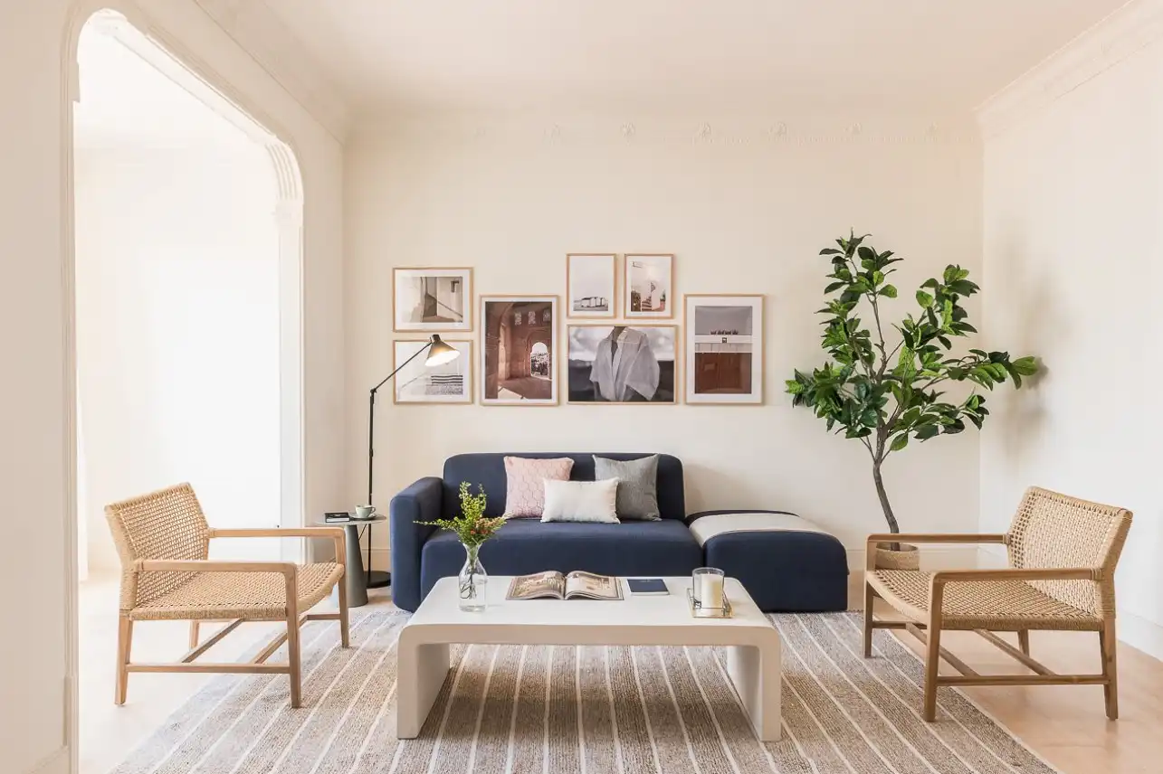 Sala de estar de Apartamento de alquiler en Barcelona con Aire acondicionado, Calefacción y Jardín privado