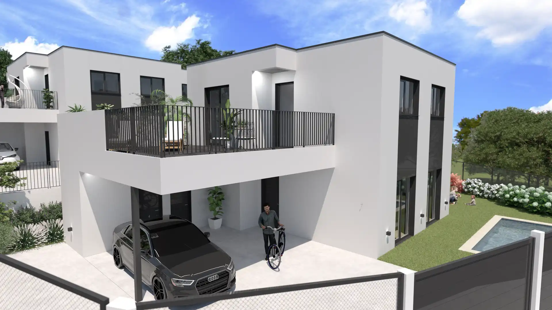 Vista exterior de Casa o xalet en venda en Vigo  amb Jardí privat, Terrassa i Piscina