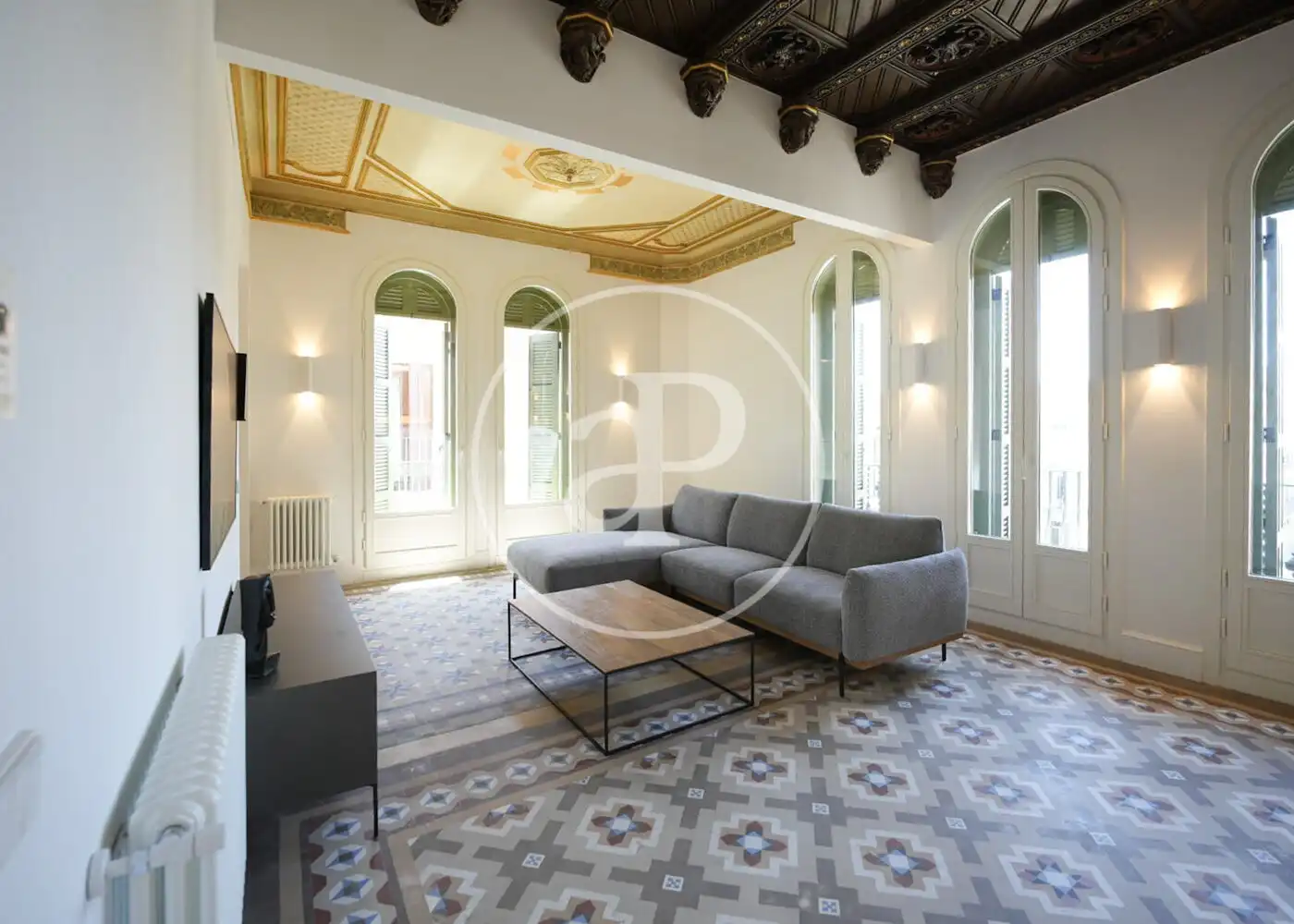 Sala de estar de Piso de alquiler en Barcelona con Aire acondicionado, Calefacción y Amueblado