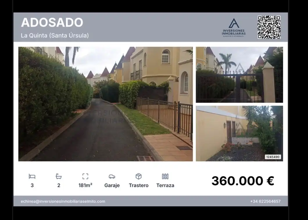 Außenansicht von Maisonette zum Verkauf in Santa Úrsula mit Privatgarten, Möbliert und Ofen