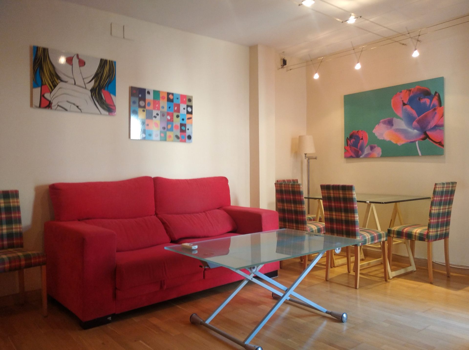 Living room of Flat for sale in  Zaragoza Capital  with Air Conditioner, Parquet flooring and Furnished