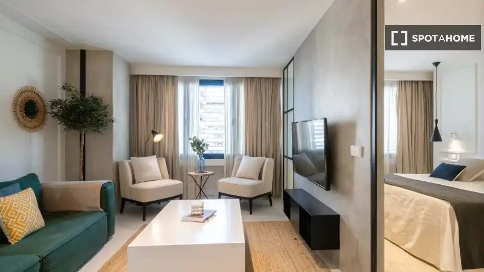 Living room of Flat for rent in Madrid  with Air Conditioner, Heating and Furnished