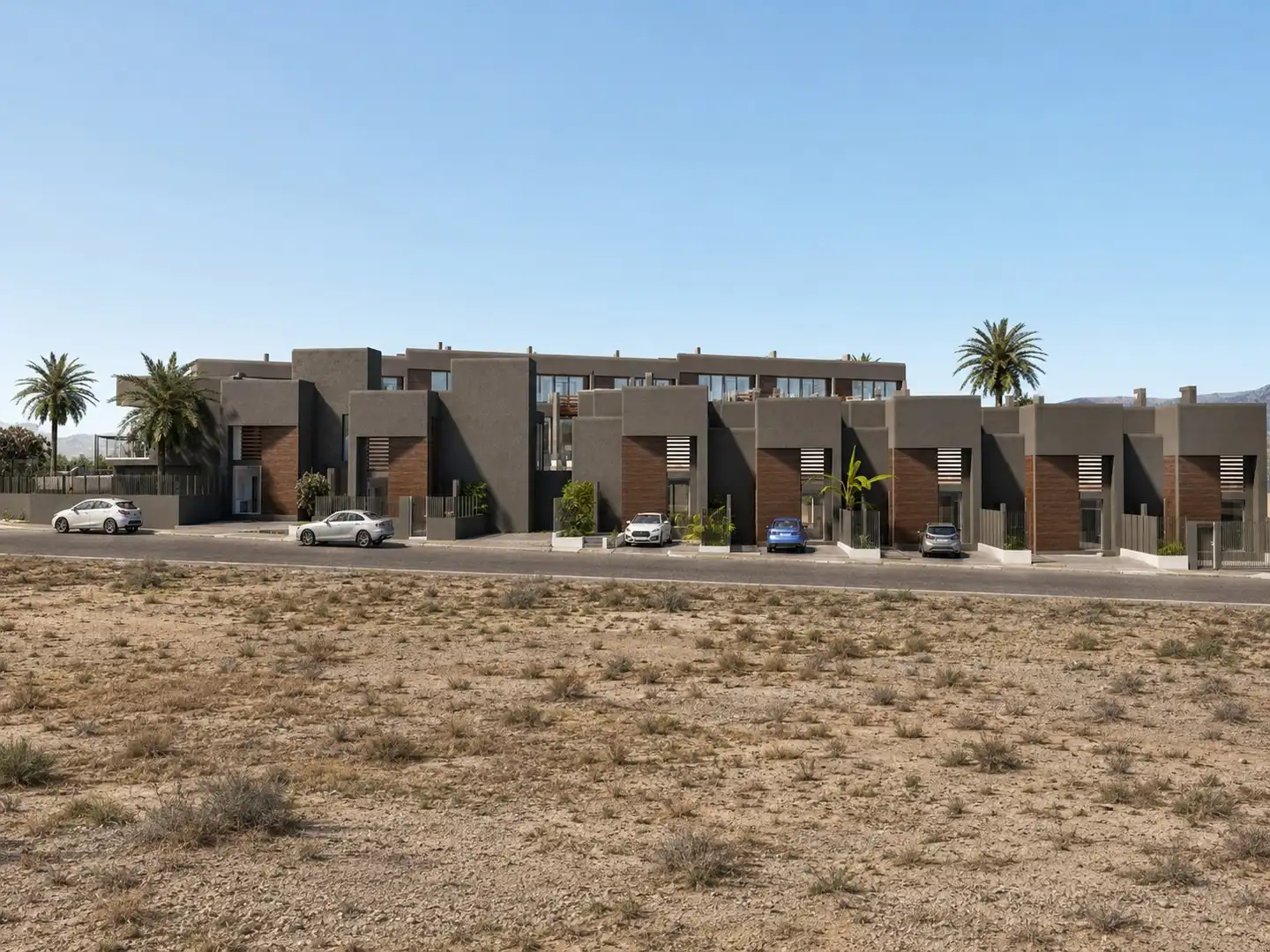 Außenansicht von Einfamilien-Reihenhaus zum Verkauf in Antigua mit Klimaanlage, Privatgarten und Terrasse