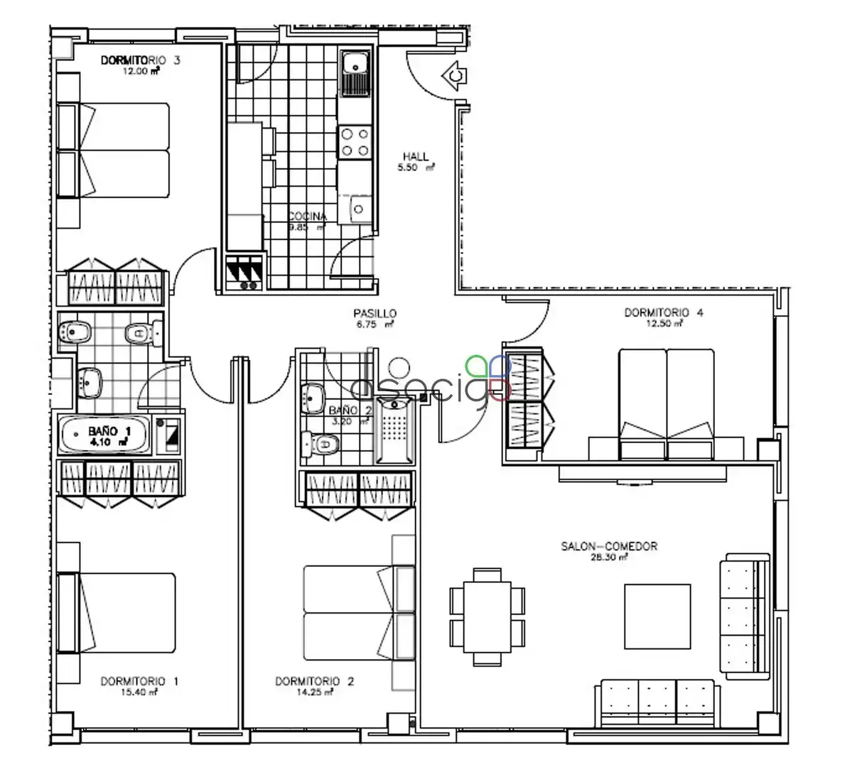 Flat for sale in Guadalajara  with Air Conditioner, Heating and Storage room