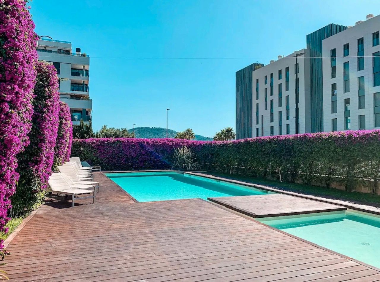 Swimming pool of Flat for sale in Eivissa  with Air Conditioner, Parquet flooring and Terrace