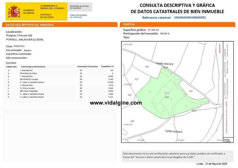 Terreno rústico en venta en Camí la Vinya dels Frares