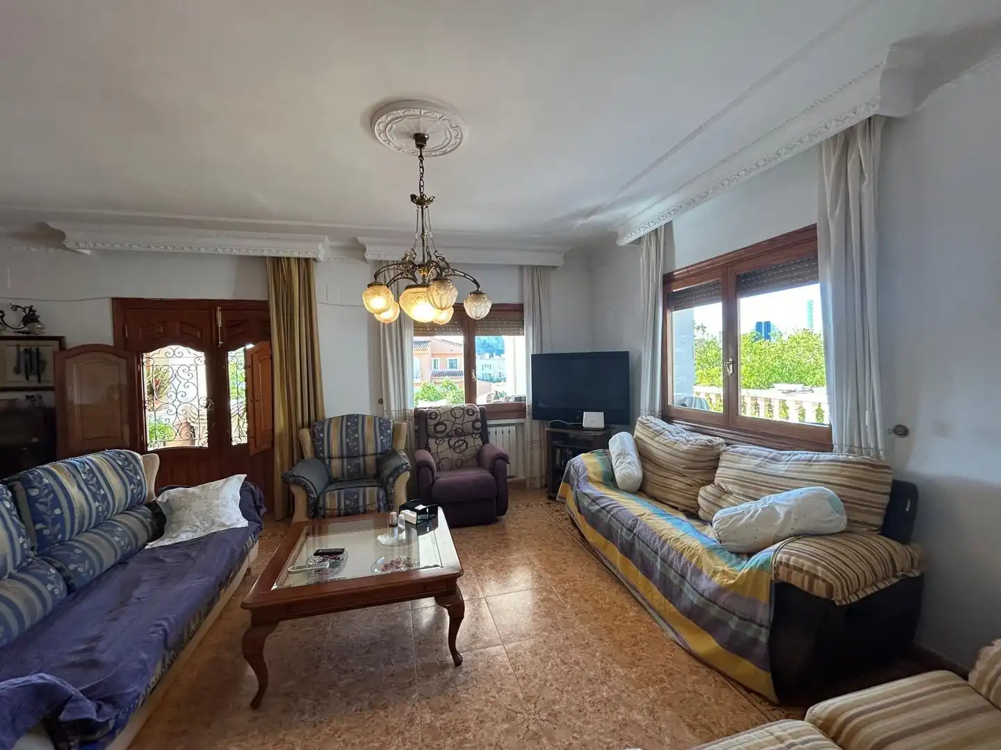Living room of Houses for sale in Calpe / Calp  with Air Conditioner, Private garden and Terrace