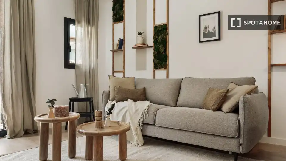 Sala de estar de Piso de alquiler en Barcelona con Aire acondicionado, Calefacción y Amueblado