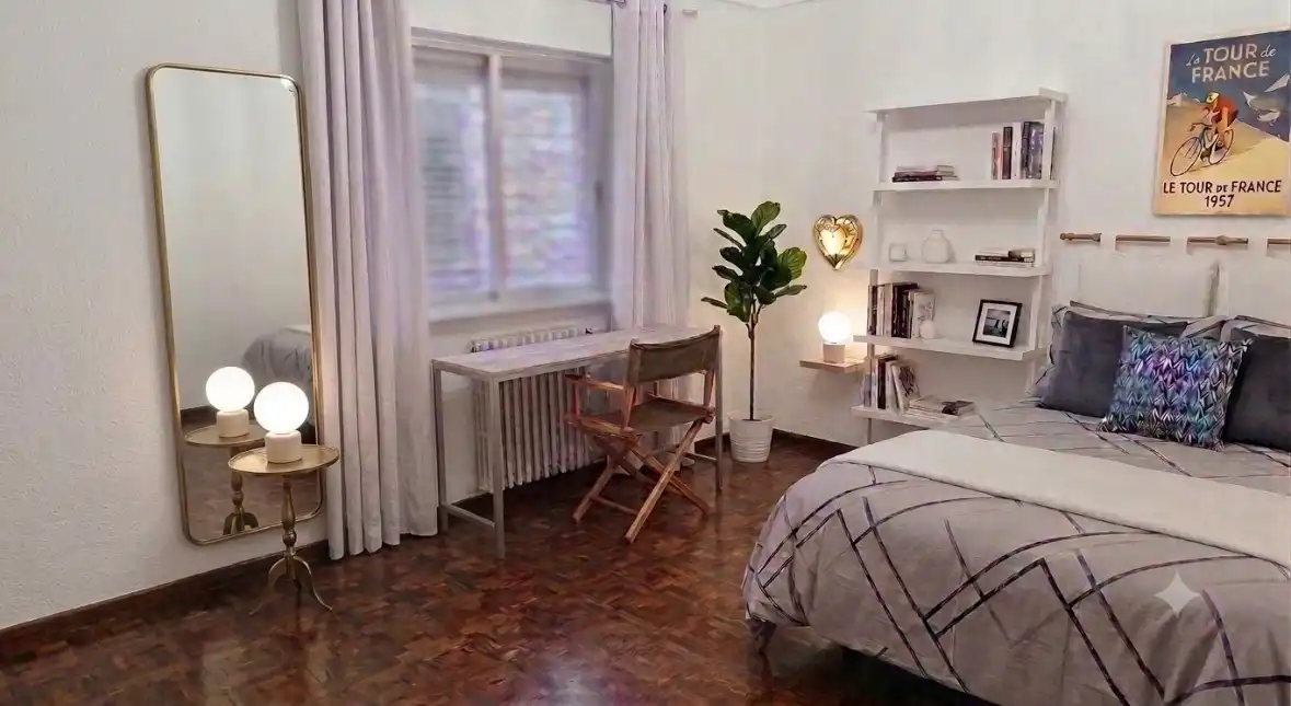 Schlafzimmer von Wohnung zur Miete in Salamanca mit Klimaanlage, Heizung und Terrasse