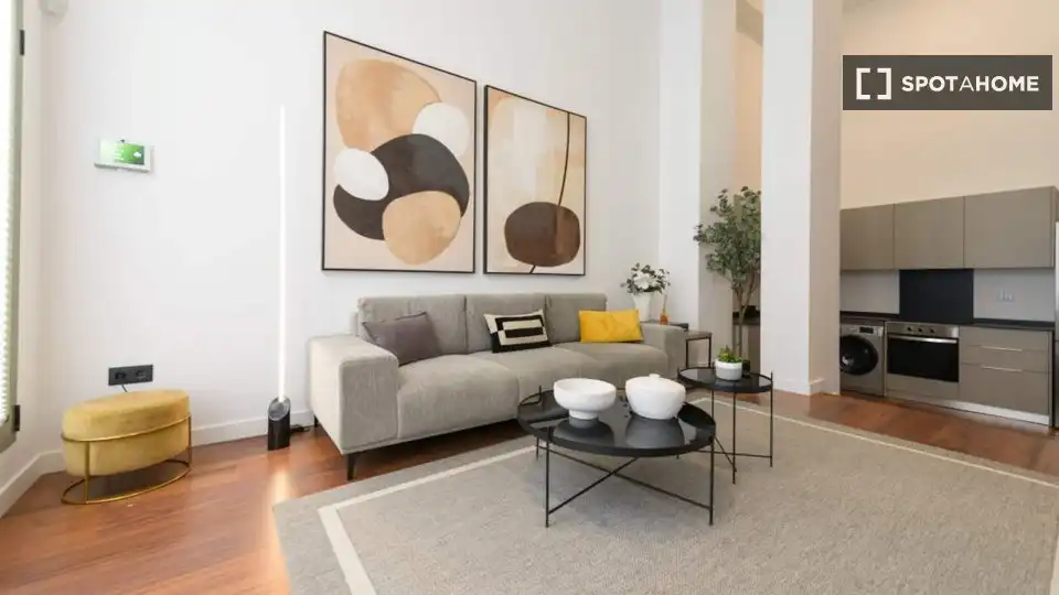 Living room of Flat for rent in Madrid  with Air Conditioner, Heating and Furnished