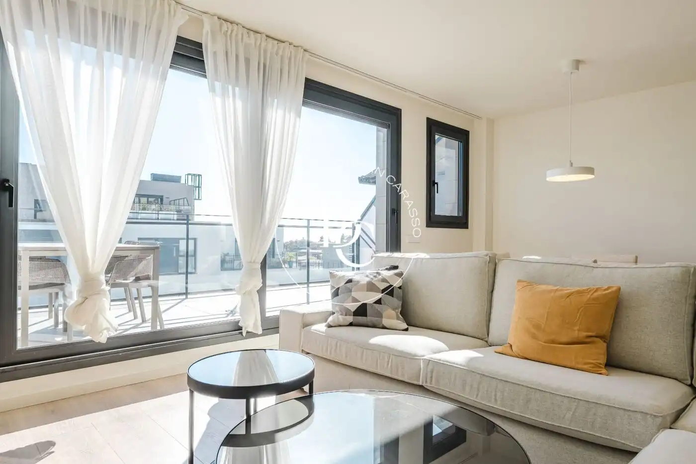 Wohnzimmer von Maisonette zur Miete in Vilanova i la Geltrú mit Klimaanlage, Heizung und Terrasse