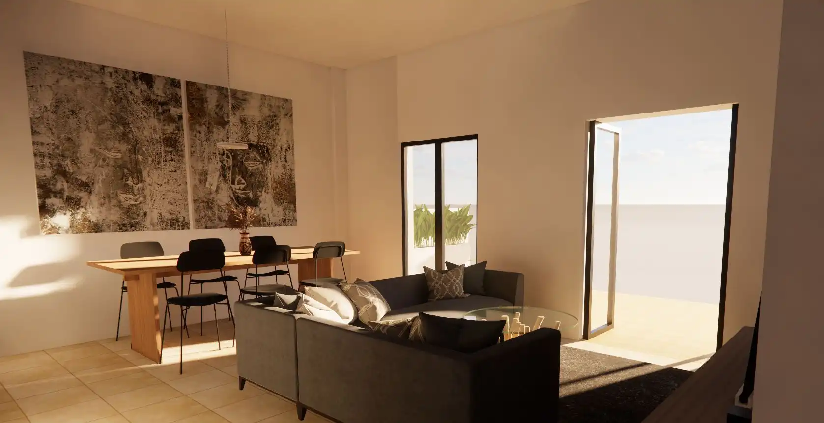 Wohnzimmer von Dachboden zum Verkauf in Guadix mit Klimaanlage und Heizung
