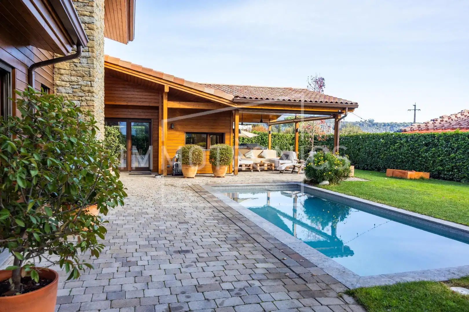 Vista exterior de Casa o xalet en venda en Sant Esteve de Palautordera amb Aire condicionat, Jardí privat i Piscina