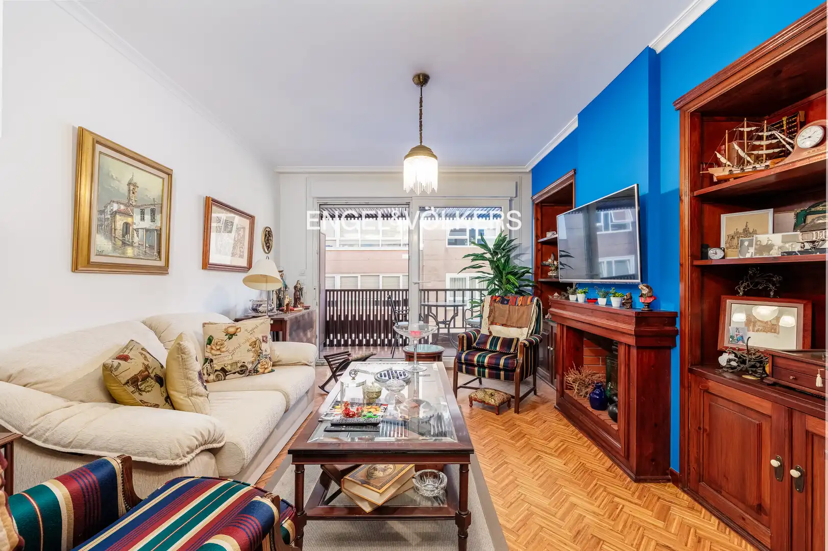 Living room of Flat for sale in Baiona  with Heating, Parquet flooring and Terrace
