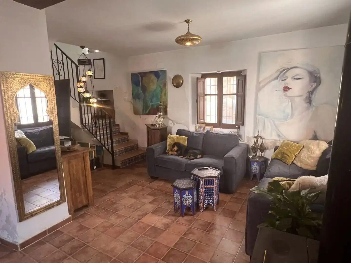 Sala d'estar de Casa adosada en venda en Lecrín amb Piscina i Balcó