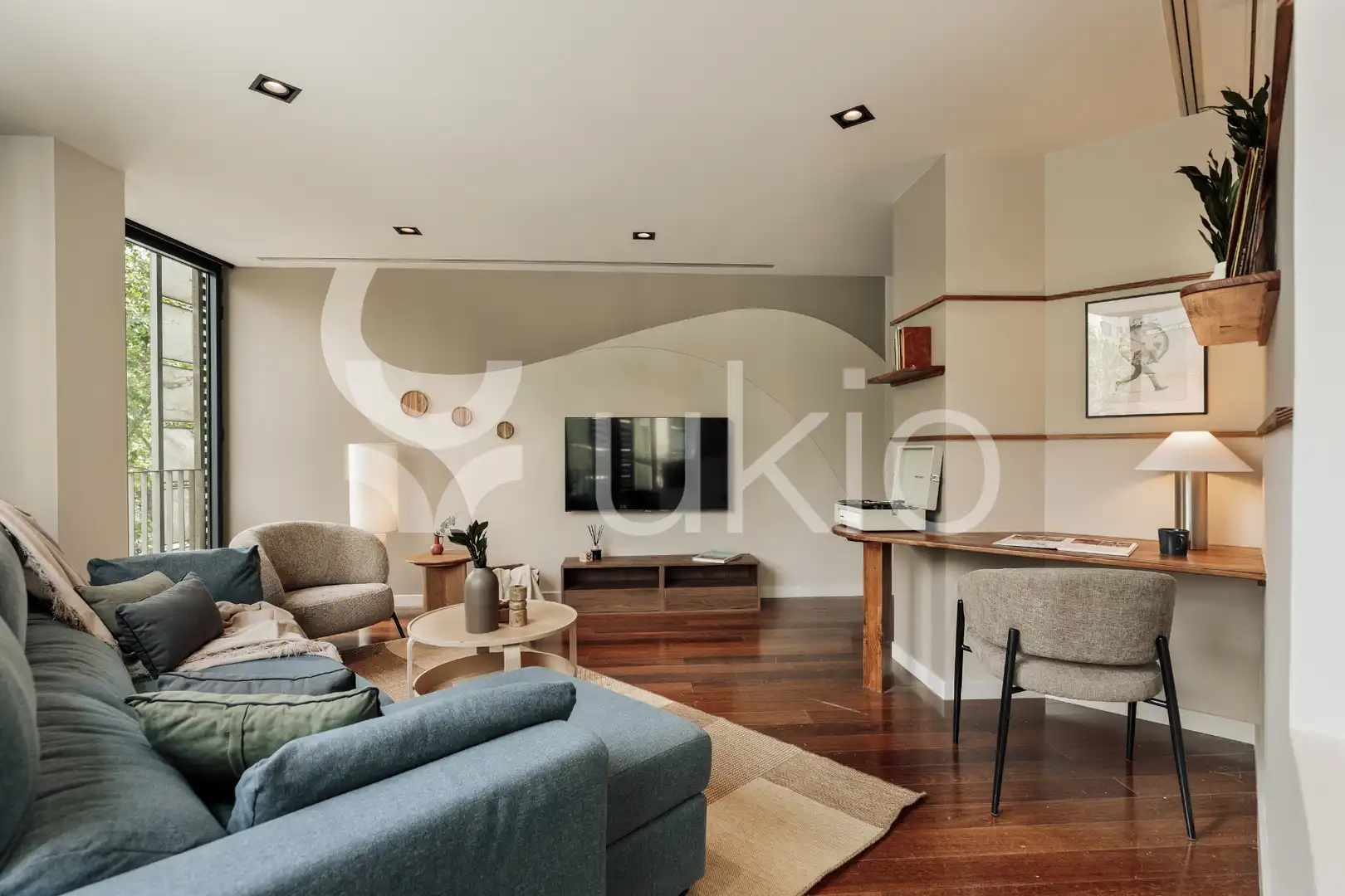 Sala de estar de Apartamento de alquiler en Barcelona con Aire acondicionado, Calefacción y Amueblado