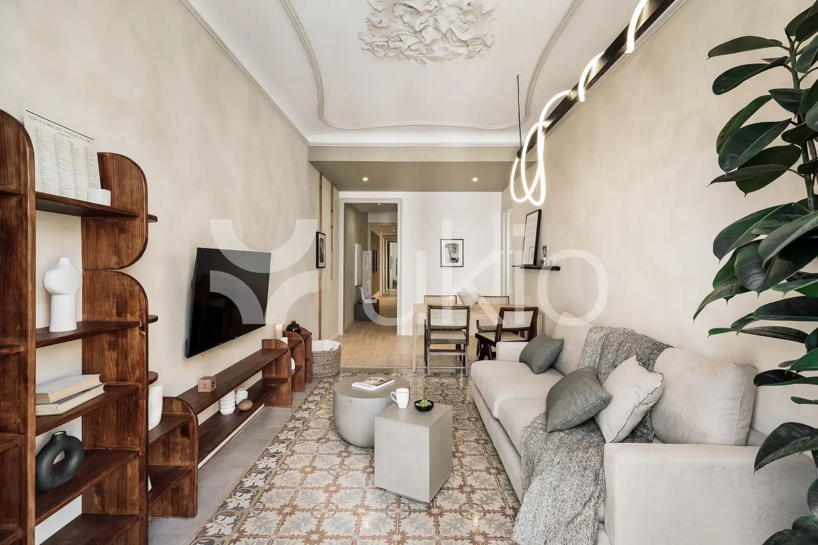 Sala de estar de Apartamento de alquiler en Barcelona con Aire acondicionado, Calefacción y Amueblado