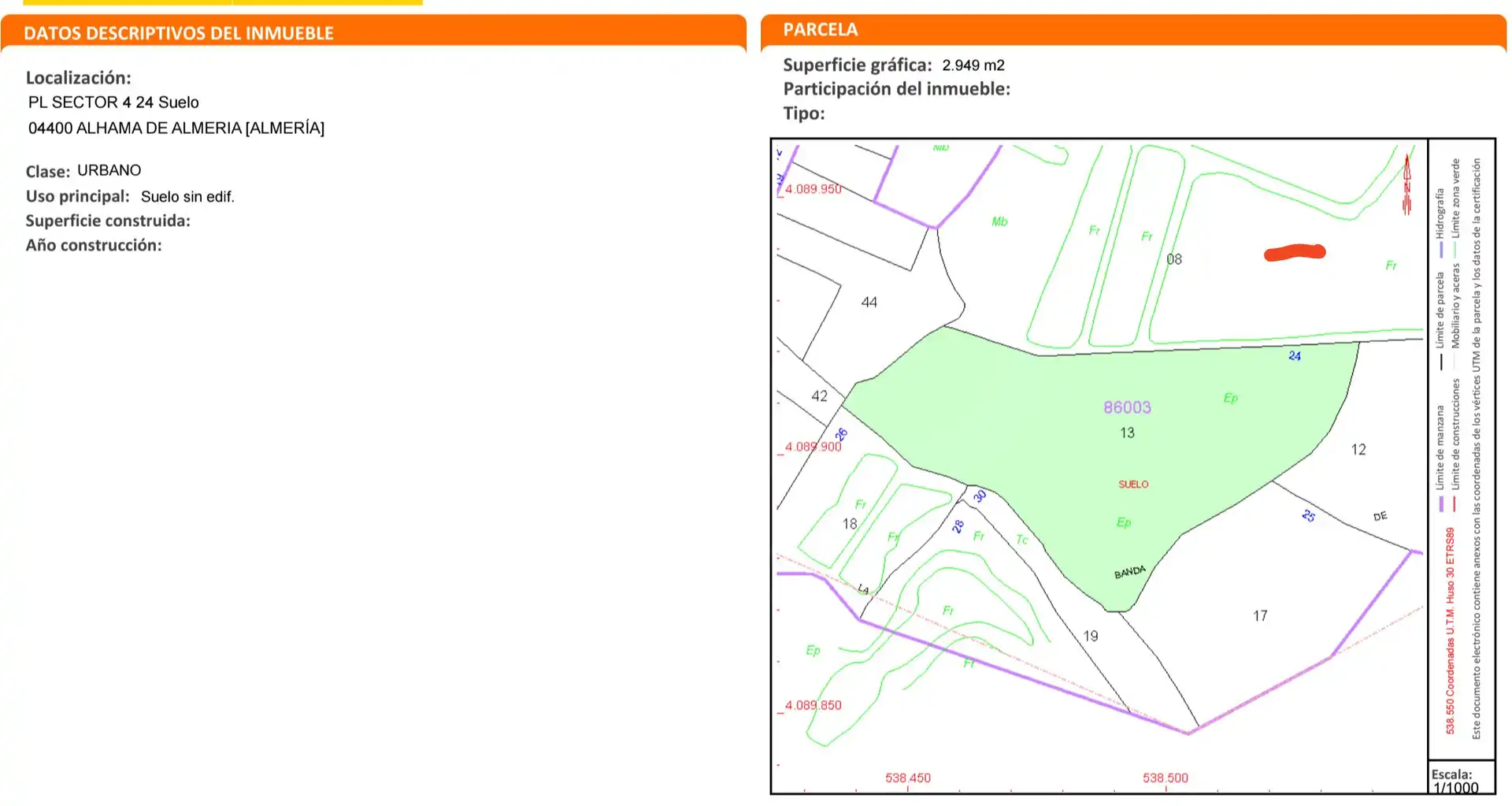 Residential land for sale in Alhama de Almería, imagen 3