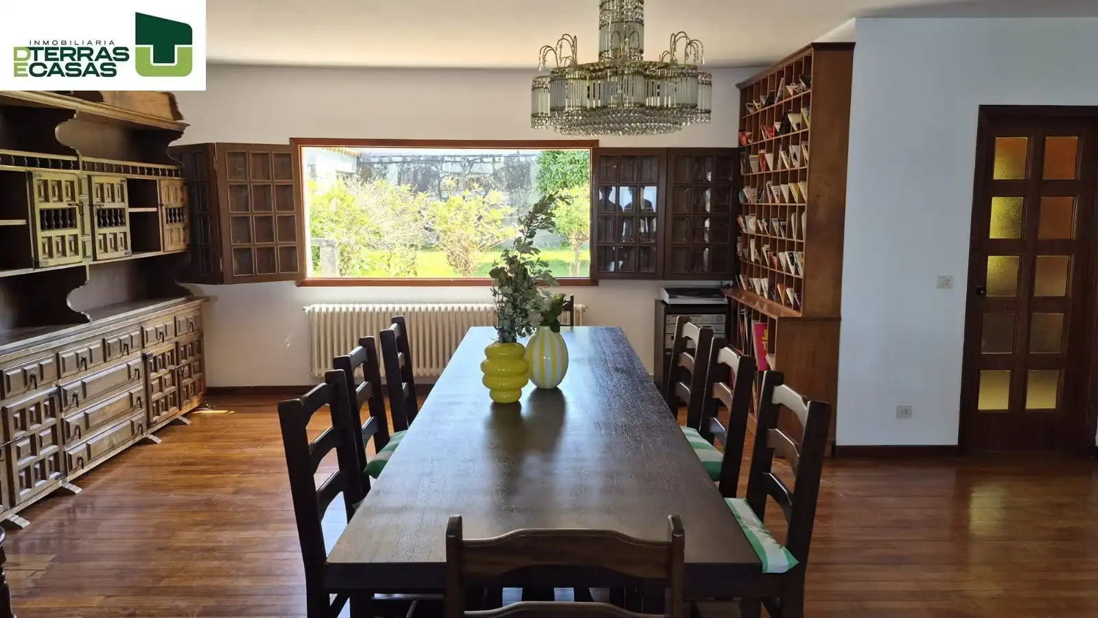 Esszimmer von Haus oder Chalet zur Miete in Sanxenxo mit Klimaanlage, Privatgarten und Parkett