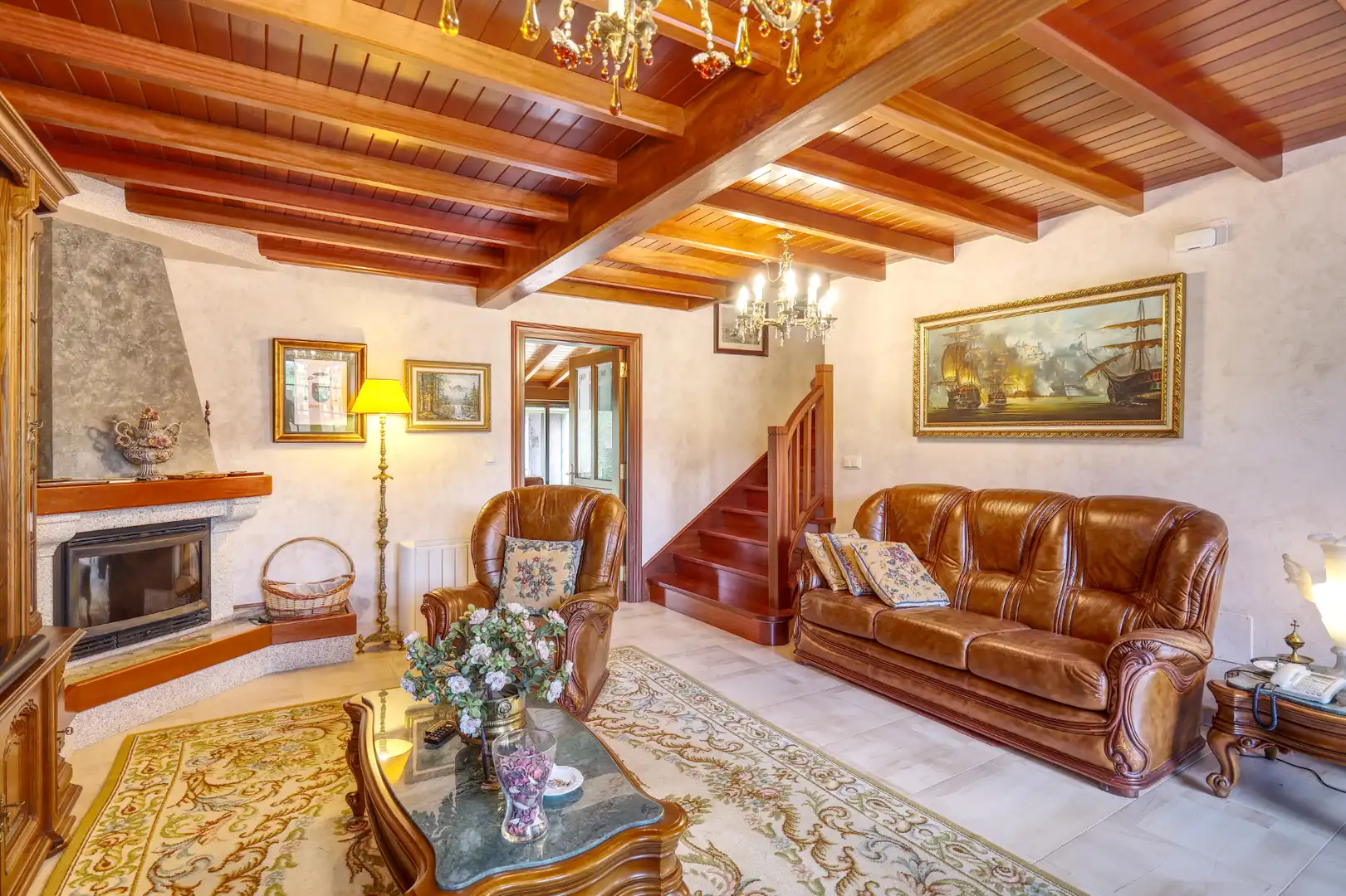 Sala de estar de Finca rústica en venta en Valdoviño con Calefacción, Jardín privado y Parquet