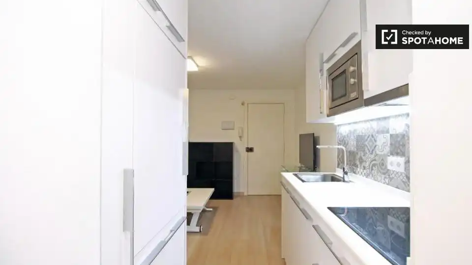 Cuina de Apartament per a compartir en Barcelona amb Aire condicionat, Calefacció i Terrassa