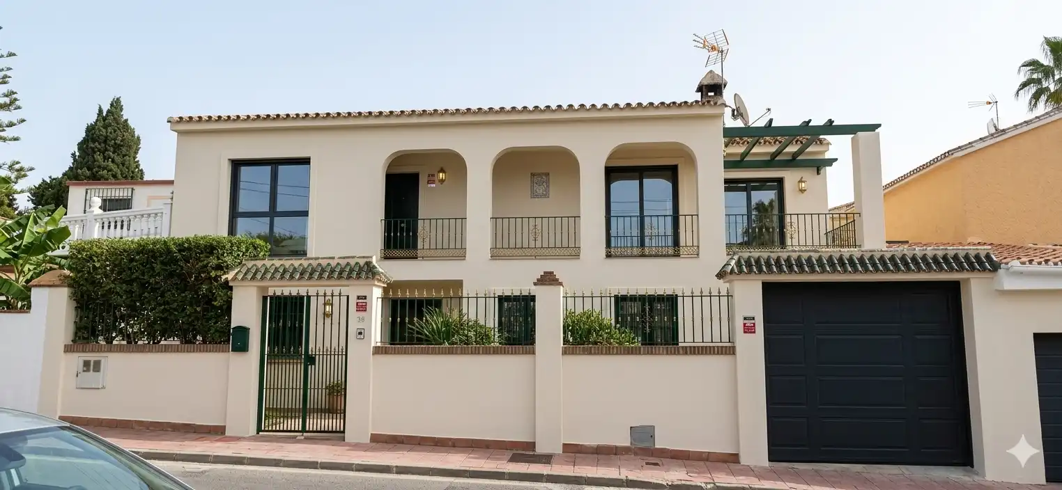 Exterior view of Detached homes for sale in Benalmádena  with Storage room, Swimming Pool and Balcony