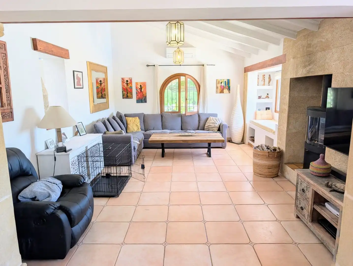 Sala de estar de Finca rústica en venta en Jávea / Xàbia con Aire acondicionado