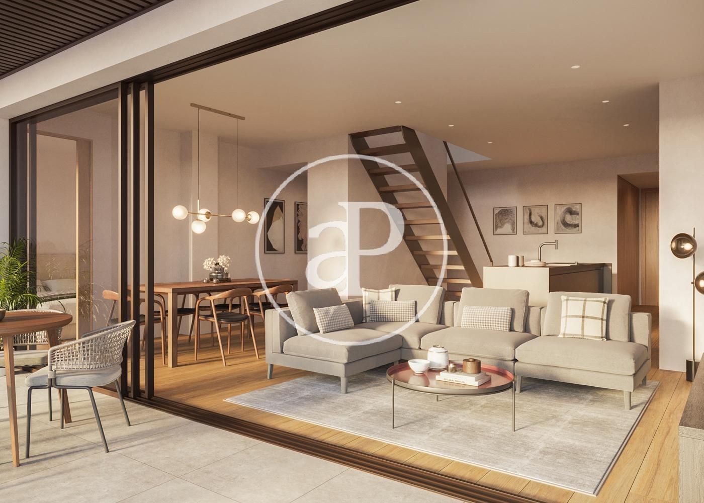 Living room of Attic for sale in Sant Cugat del Vallès  with Air Conditioner, Heating and Terrace