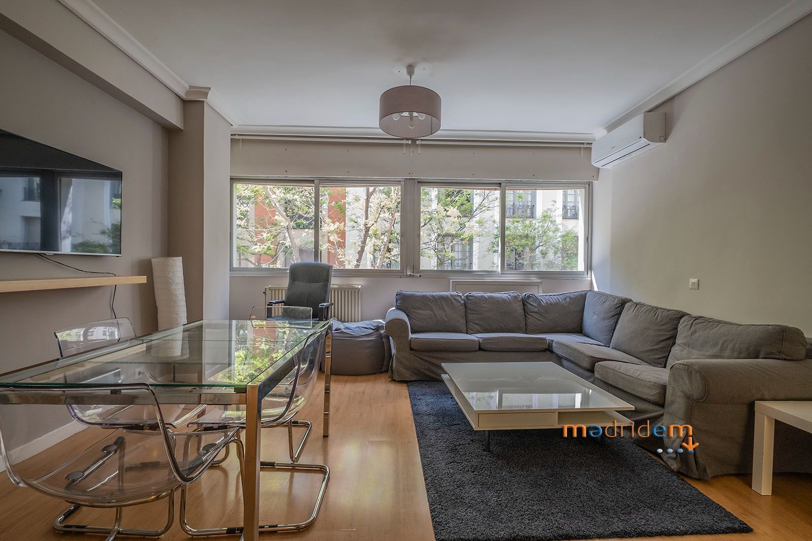 Sala d'estar de Apartament de lloguer en  Madrid Capital amb Aire condicionat i Moblat