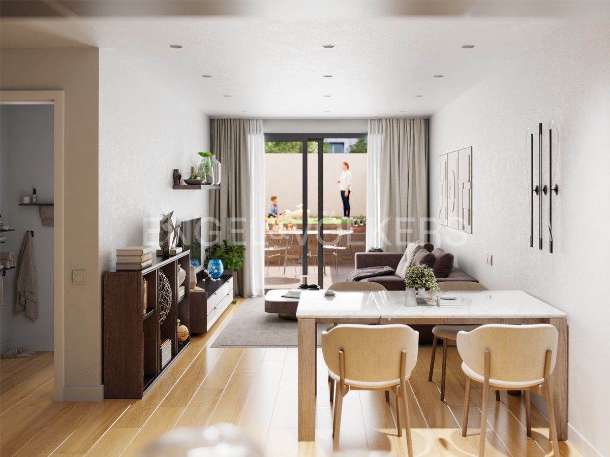 Sala d'estar de Apartament en venda en  Barcelona Capital amb Aire condicionat, Calefacció i Jardí privat