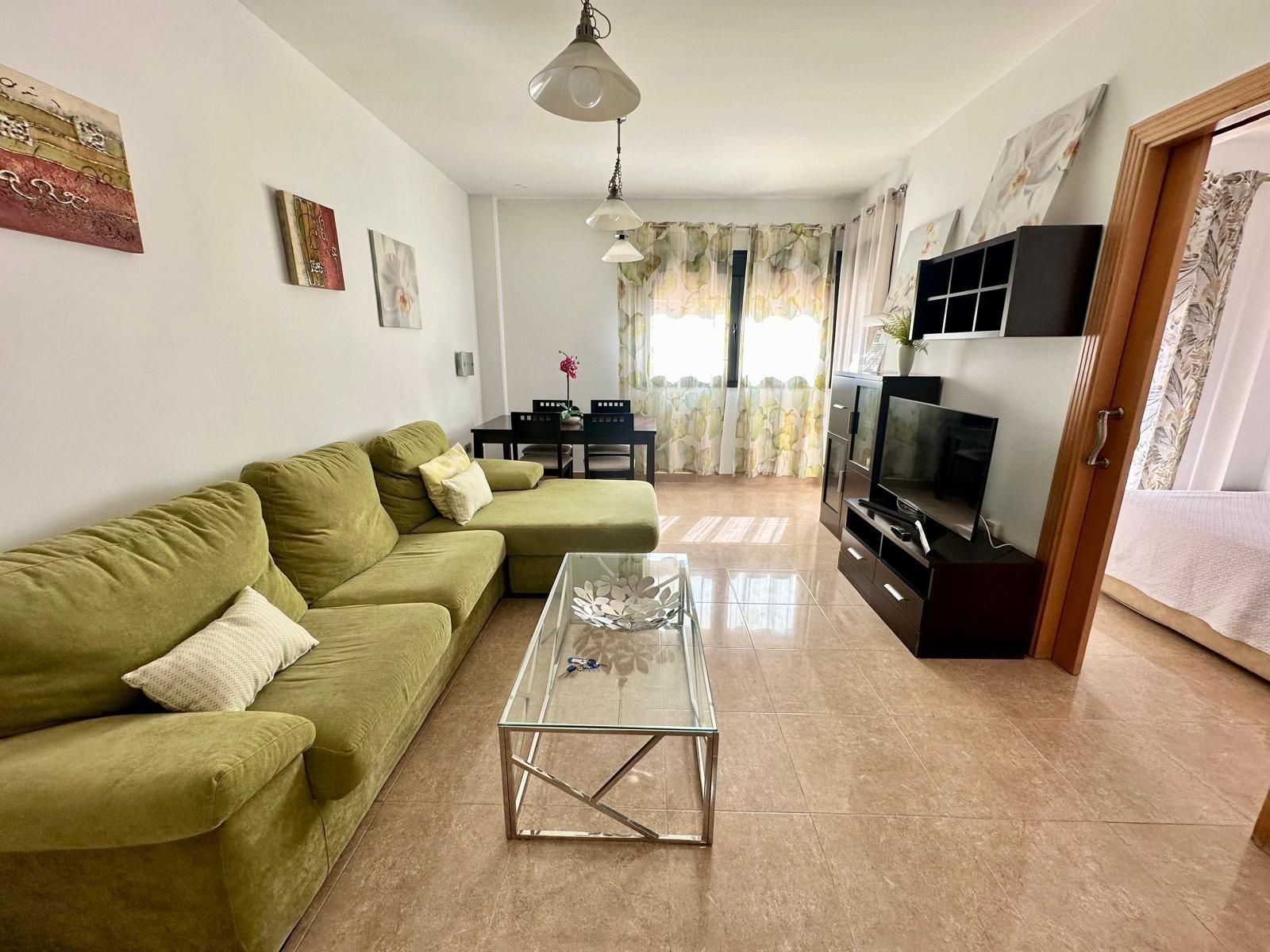 Living room of Flat for sale in Roquetas de Mar  with Air Conditioner, Private garden and Terrace