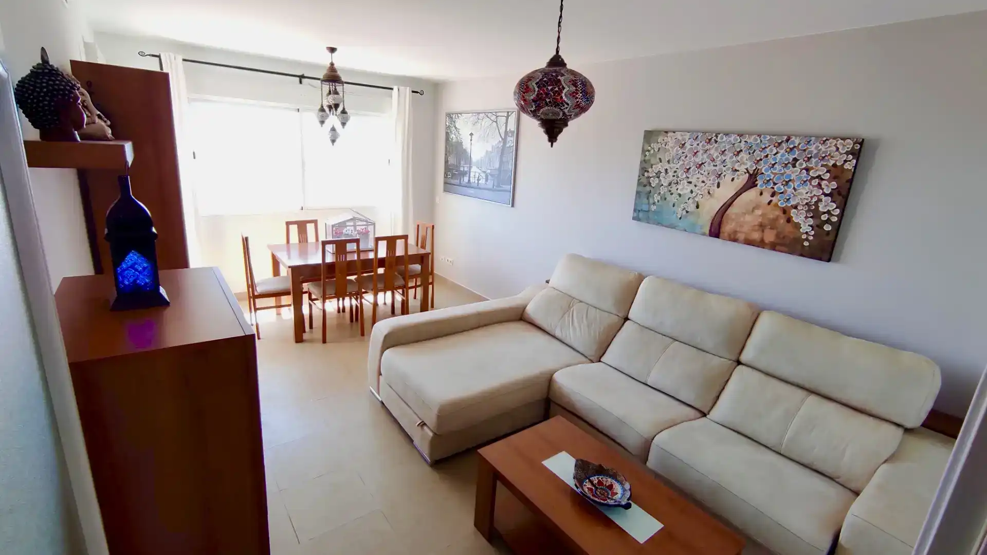 Sala d'estar de Àtic de lloguer en Rincón de la Victoria amb Aire condicionat, Terrassa i Moblat