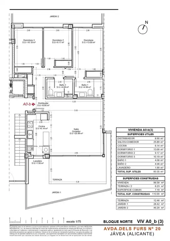 Wohnung zum Verkauf in Jávea / Xàbia mit Klimaanlage, Privatgarten und Abstellraum