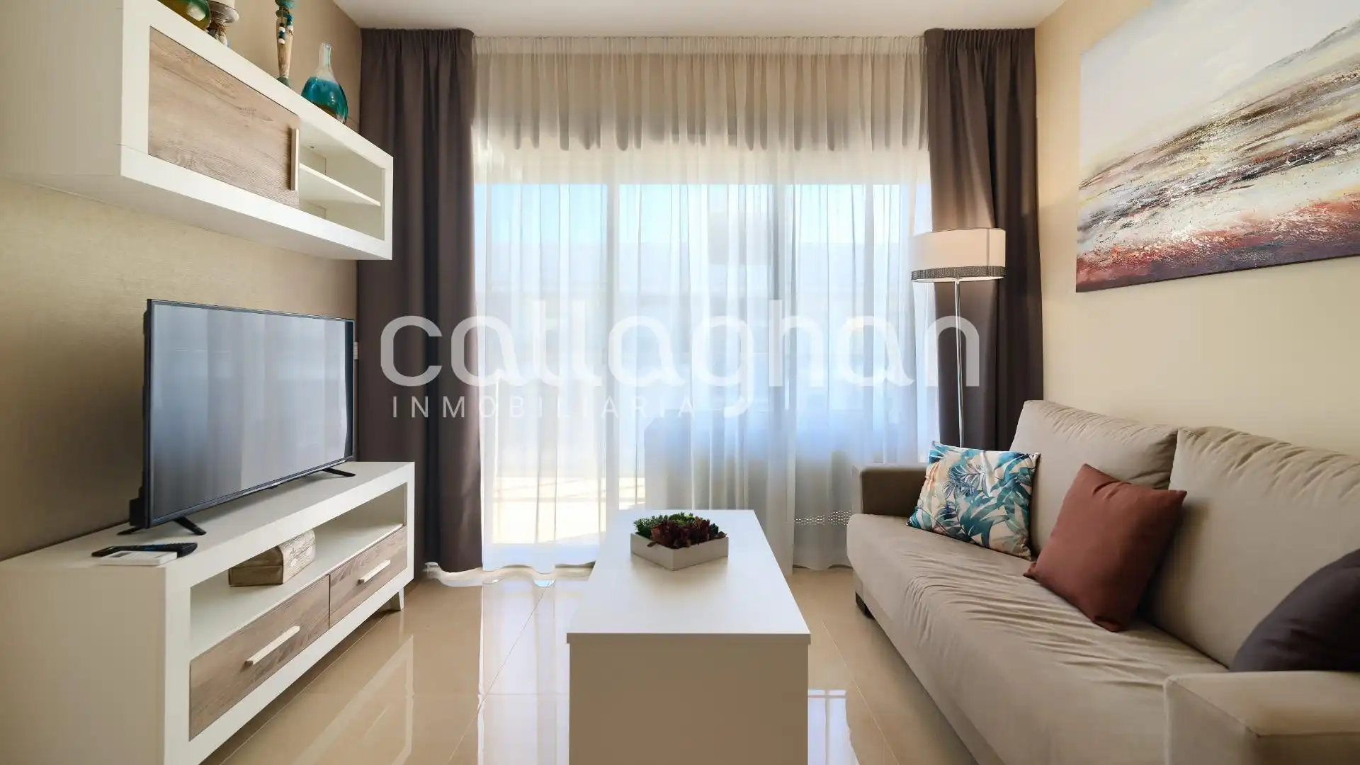 Sala de estar de Piso en venta en Oropesa del Mar / Orpesa con Aire acondicionado, Calefacción y Jardín privado