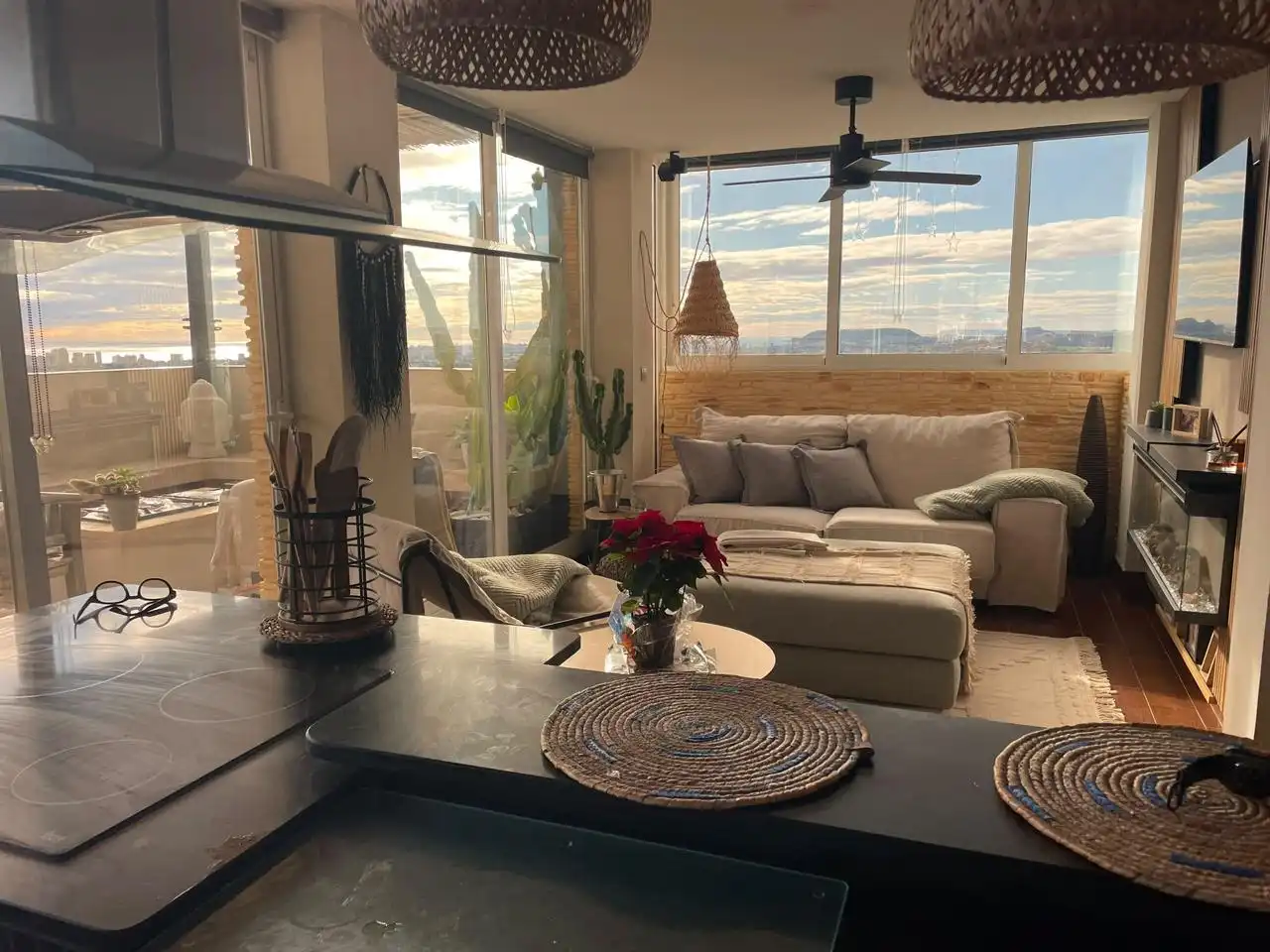 Living room of Attic for rent in Mutxamel  with Air Conditioner, Terrace and Furnished