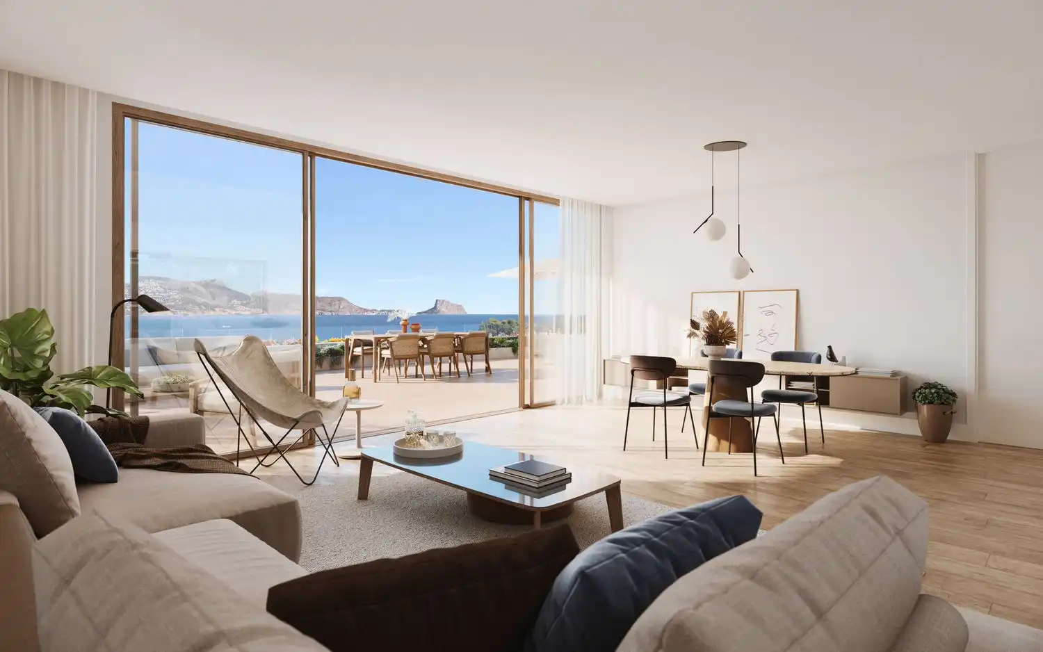 Sala de estar de Apartamento en venta en L'Alfàs del Pi con Aire acondicionado, Calefacción y Jardín privado