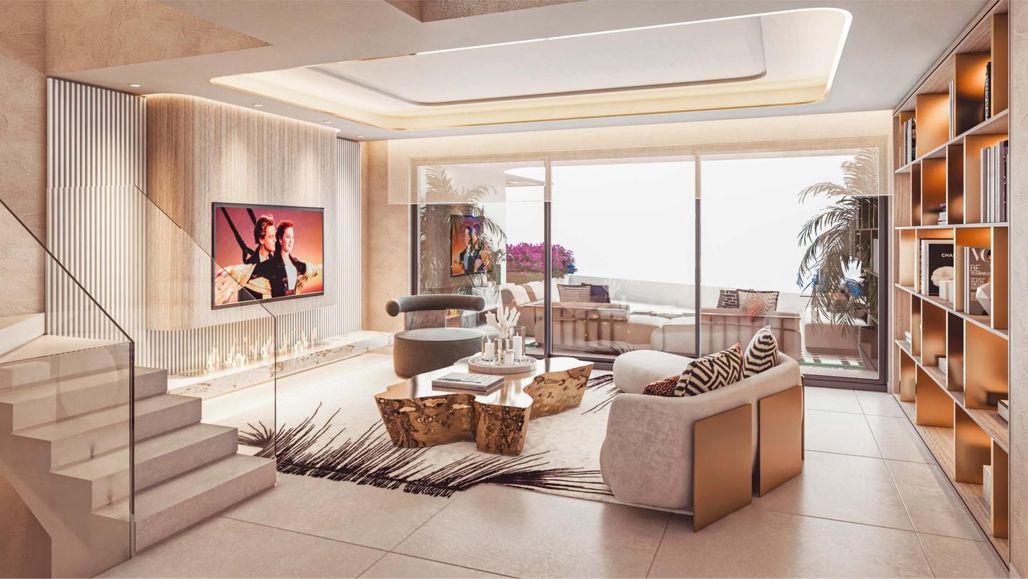 Sala d'estar de Casa adosada en venda en Marbella amb Aire condicionat, Calefacció i Jardí privat