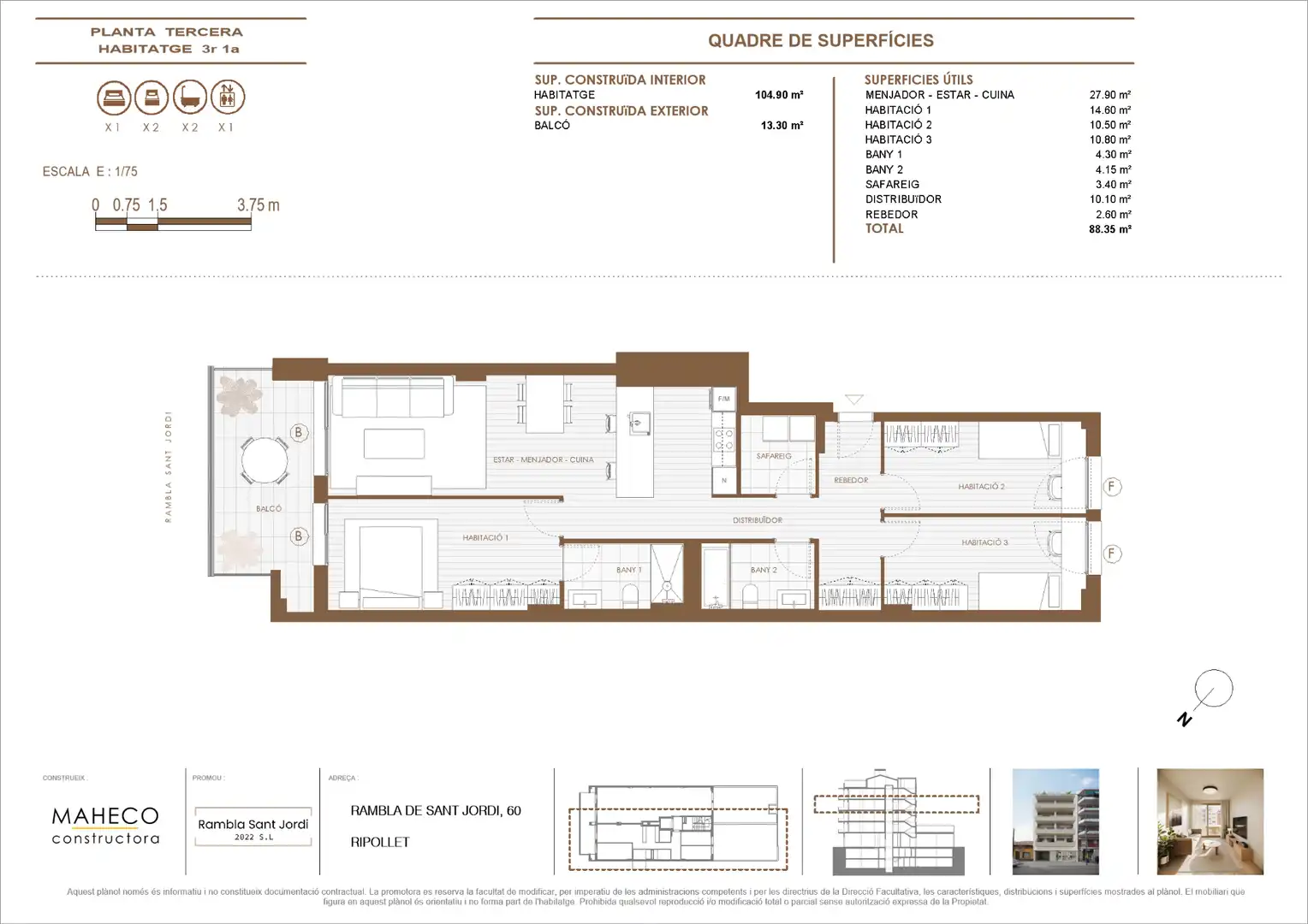 Flat for sale in Ripollet  with Air Conditioner, Heating and Parquet flooring