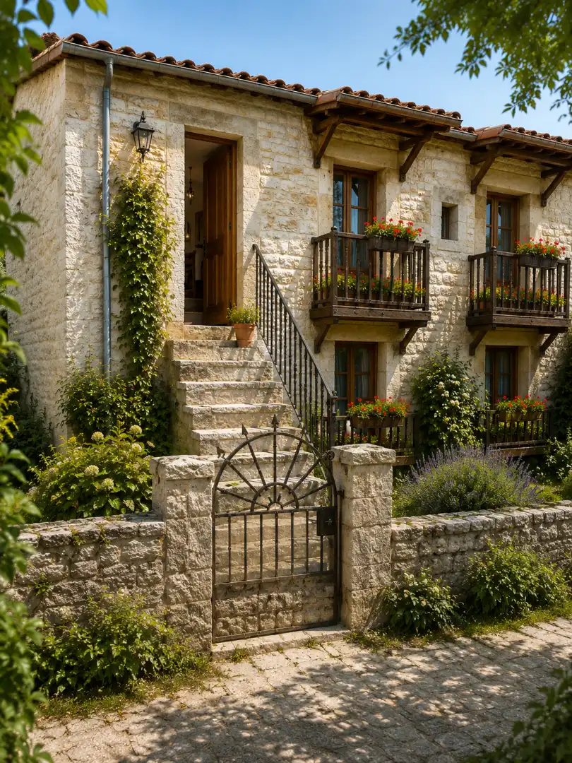 Terrasse von Einfamilien-Reihenhaus zum Verkauf in San Cristovo de Cea mit Privatgarten und Balkon