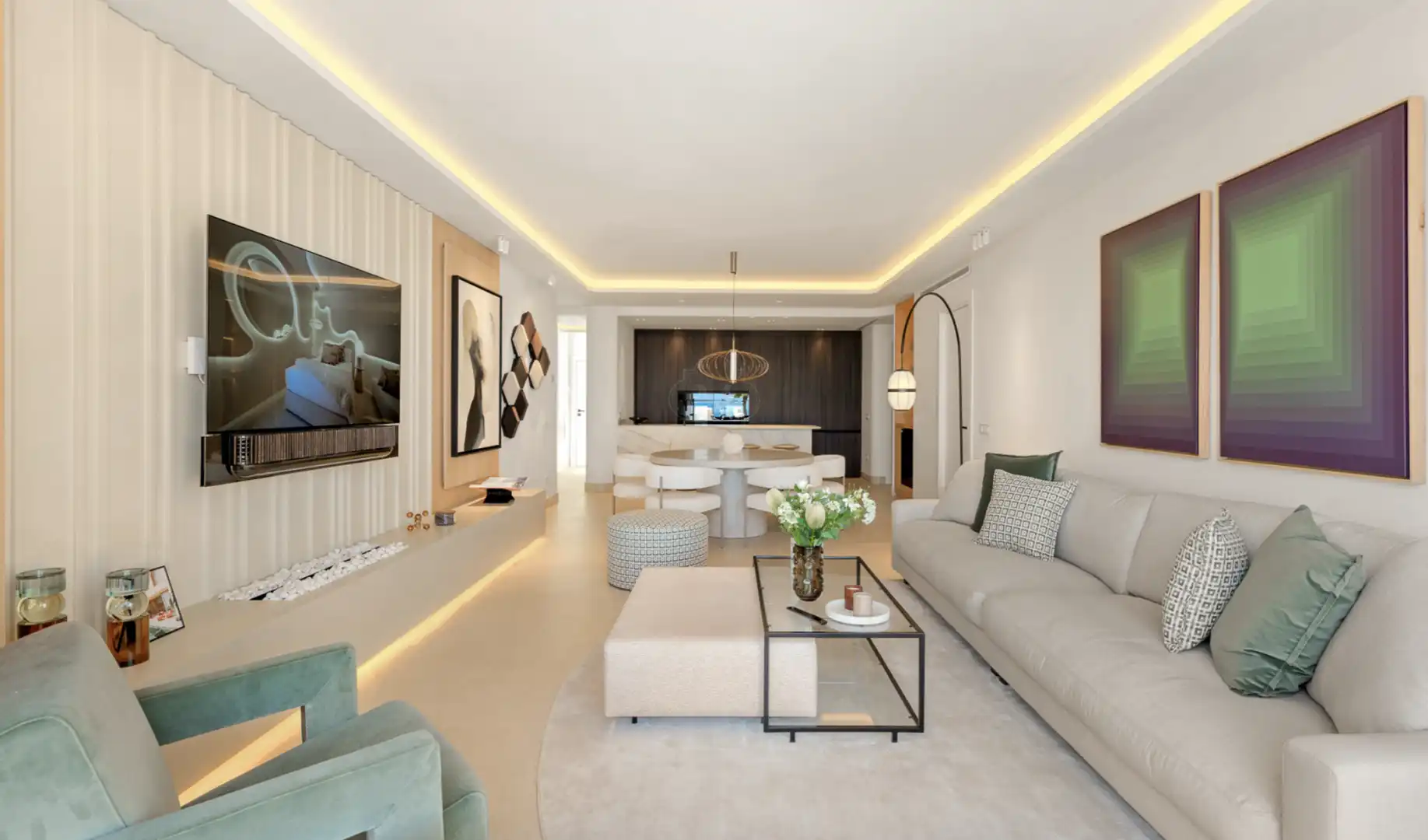 Sala de estar de Ático en venta en Estepona con Terraza, Piscina y Amueblado