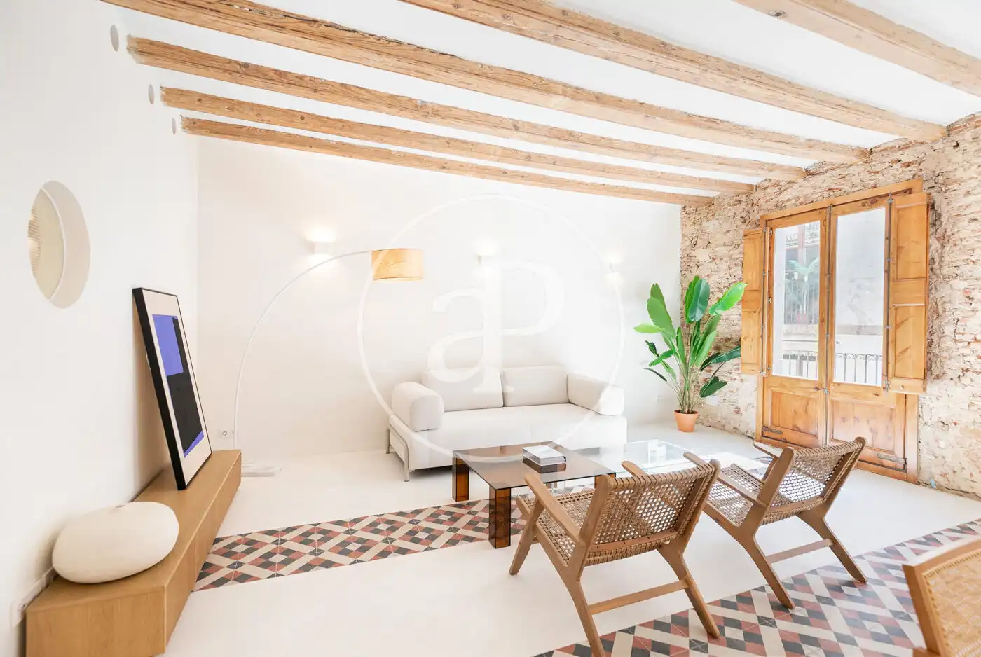 Sala de estar de Piso en venta en Barcelona con Calefacción, Amueblado y Balcón